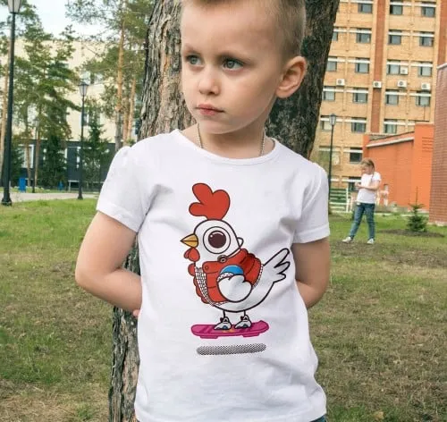 T-shirt Enfant Chicken McFly | Poulet Hoverboard | Grafitee